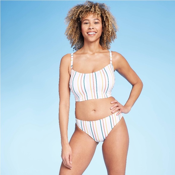 Xhilaration Women’s Bikini Swim Top - Strips Multicolor - Size 34B - Picture 2 of 6